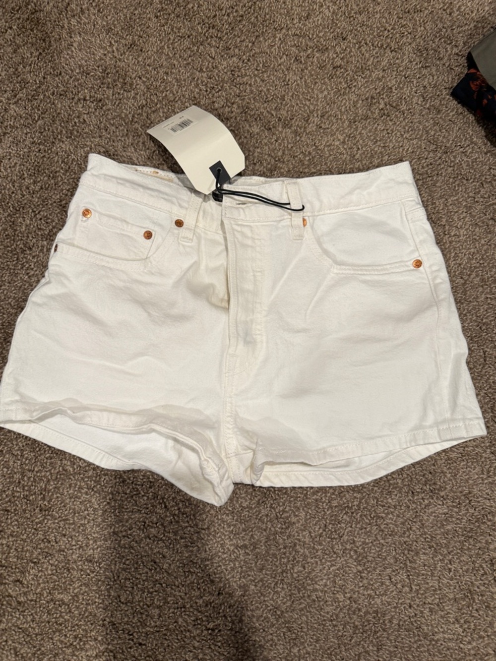 Levi's White High-Rise Denim Shorts